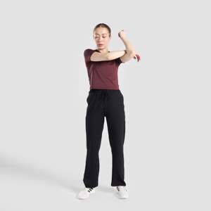 Urban <b>Women's</b> Gym <b>Trousers</b> Breathable Black Wide-Leg Baggy Pants <b>with</b> <b>Elastic</b> <b>Waist</b> Formal <b>Pattern</b> and Color-Washed Look - Product Image 4