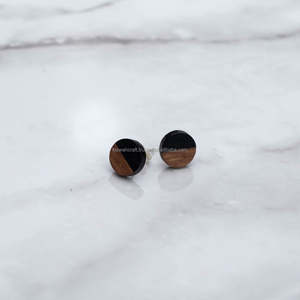 Pendientes geométricos de madera maciza DIY de estilo clásico, tachuelas de forma circular a la moda para pendientes de Aro a la moda - Product Image 5
