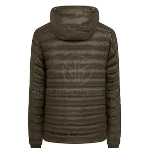 Lightweight Men's Nonwoven Puffer <b>Jacket</b> with Stand Collar Front Logo Breathable Durable Outer Shell Hooded for Winter <b>Travel</b> - Product Image 2