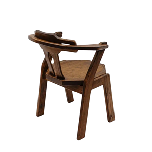 Solid <b>Wood</b> Dining Arm <b>Chair</b> with Curved Backrest for Cafe Restaurant and Home Use - Product Image 6