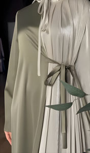 Vente en gros OEM, robe longue musulmane pour femmes, manches longues, robe modeste, robe en satin mince, ensemble Abaya, Jilbab, vêtements musulmans pour femmes - Product Image 5