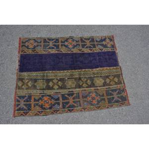 Hecho a mano bohemio azul naranja Vintage turco alfombra 2,7X3,5 pies lana gran área Patchwork rectángulo pasillo látex habitación alfombra - Product Image 3