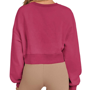 Venta al por mayor de alta calidad, Sudadera corta informal para mujer, conjuntos de sudaderas con cremallera para Fitness, conjunto de Top corto con capucha personalizado para mujer - Product Image 2