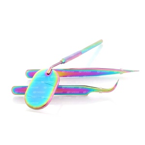 Meilleure vente Logo personnalisé volume russe pince à épiler d'extension de cils en acier inoxydable pointu marque privée prix de gros - Product Image 2