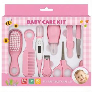 Kit de Cuidado para Bebés 10 en 1, Set de Cepillo y Peine para Uñas y Cabello, Color Rosa, Portátil, para Manicura y Pedicura - Product Image 1