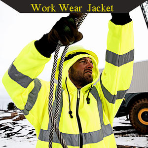 Cheaper Men <b>Hi</b> <b>Vis</b> Customized High Visibility Zipper <b>Hoodie</b> Unisex Construction Reflective Safety Zipper <b>Hoodie</b> - Product Image 3