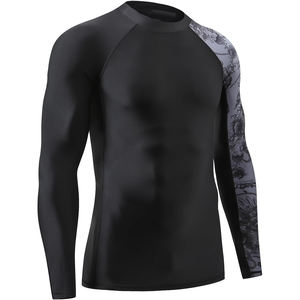 Rashguard MMA imprimé sérigraphié respirant, compression, personnalisé BJJ, en Spandex/Polyester, manches courtes, pour homme, OEM - Product Image 1