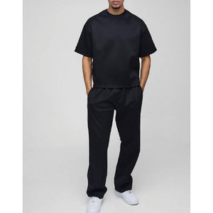 Vente en gros label privé été 100% coton deux pièces ensemble de jogging respirant manches courtes hommes ensembles de survêtement - Product Image 1