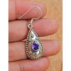 Boucles d'oreilles améthyste en argent 925 faites à la main or rose et or blanc bijoux élégants cadeau pour femmes modèle E0836-GS - Product Image 1