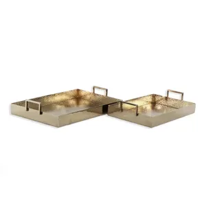 Plateau de service Rectangle en métal argenté de grande qualité pour la décoration de restaurant et de mariage fait à la main personnalisé - Product Image 2