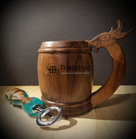 Taza de Madera Esencial para Camping, Estilo Clásico, Duradera, Reutilizable, Ecológica, con Asa Integrada, Regalo Empresarial, para Comida