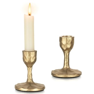 Bougeoir en métal moulé de style moderne du milieu du siècle, finition bronze rustique, candélabre abstrait, Noël personnalisé - Product Image 3