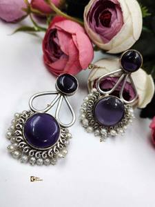 Pendiente de plata con diseño de corazón ligero con piedra Monalisa, ropa de fiesta para niñas y regalo con piedra principal de diamantes y perlas - Product Image 6