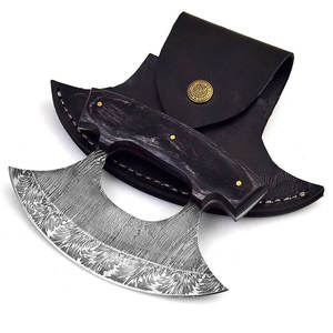 Cortador de pizza de acero de Damasco personalizado al por mayor, cuchillo Ulu, hacha de corte de acero de Damasco resistente, el mejor cuchillo Ulu a la venta - Product Image 2