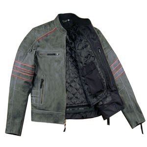 Nouveauté Veste en cuir véritable Veste en cuir classique d'agneau à la mode Veste en cuir imperméable motard pour hommes - Product Image 4