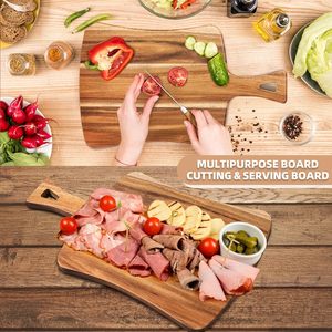 Planche à découper en bois durable faite à la main, épaisseur 1,5 cm, compatible lave-vaisselle, double usage pour couper et servir, idéale pour le fromage et les snacks, livraison mondiale - Product Image 2