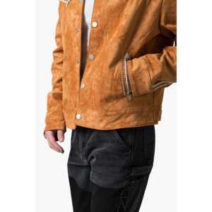 <b>Suede</b> Collared <b>Jacket</b> - Orange - Product Image 5