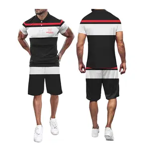 Toptan spor t shirt ve şort erkekler set iki parçalı yaz şort setleri ter kısa kollu kalın t-shirt özel erkekler t shirt ile