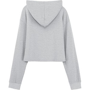 Hoodie Crop <b>Top</b> for <b>Women</b> Sexy Short Pullover Cotton Fabric Hooded Design <b>Long</b> <b>Sleeve</b> Streetwear Chic Comfort Wear - Product Image 2