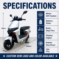 Scooter électrique numérique 72V 30Ah pour adultes, longue autonomie, pour trajets urbains, avec affichage numérique