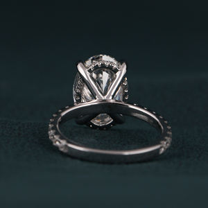 Anillo de diamante cultivado en laboratorio de plata de ley, juego de pavé de Halo oculto, compromiso de corte ovalado de estilo clásico con certificado IGI, su regalo - Product Image 3