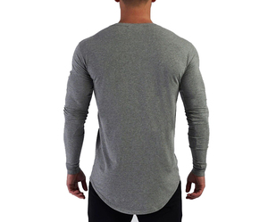 Men's 2025 Autumn Front Logo Solid 100% Cotton Breathable Casual Long Sleeve <b>Thick</b> O-Neck Regular Fit High Quality <b>T</b>-<b>Shirt</b> - Product Image 6