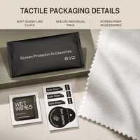 Kit d'accessoires de protection d'écran 3-en-1 : chiffon en suède, lingette non tissée, absorbeur de poussière, pochette OPP, nettoyage haute performance pour écran et objectif d'appareil photo