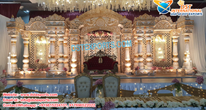 Decoración de Escenario para Boda con Acabado Blanco Elegante, Decoración de Escenario para Recepción de Boda Real, Decoración de Recepción de Boda con Temática del Taj Mahal, Irlanda - Product Image 5