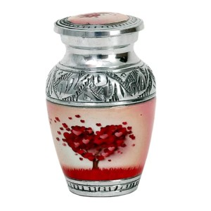 Urnas de recuerdo clásicas blancas con rosa roja de latón Recuerdo funerario de metal a precios bajos más vendidos hecho en La India - Product Image 5
