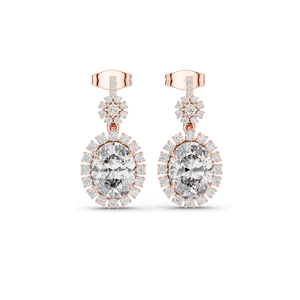 ต่างหูเพชรแล็บ 3.99 กะรัต สำหรับผู้หญิง ความใส VVS-VS EF  ทอง 18KT, 14KT, 10KT และเงิน 925  ทองชมพู, ทองเหลือง, ทองขาว - Product Image 1