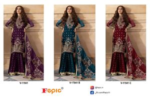 Luxurious Velvet Embroidered Formal Women's Shalwar Kameez Organza Embroidered Dupatta Indian Pakistani Clothing Matching Velvet - Product Image 4