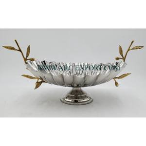 Wholesale Dining Table Food Serving Bowls <b>Vintage</b> Kitchen Food Decorative Bowl With <b>Gold</b> Color Aluminum Stand <b>Mirror</b> Polished - Product Image 4
