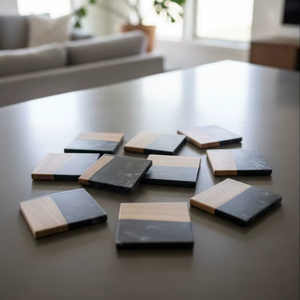 Posavasos Cuadrados de Nogal Epóxico Hechos a Mano, de Lujo, Ecológicos y Duraderos, para una Decoración de Mesa Premium a Precio de Descuento - Product Image 1