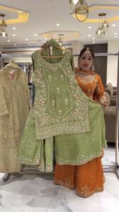 ชุดเดรสปักลายแบบทึบงานปักตามลำดับ (ผ่านการอนุมัติจาก liva) kurti kneelength ส่งออกขายจำนวนมาก - Product Image 5