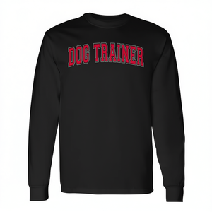 Maglietta a Maniche Lunghe Retrò Stile Varsity con Lettere Rosse Arcuate per Addestratori di Cani, Prodotto Promozionale - Product Image 2