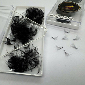 Cils pré-faits en cachemire noir profond 12D 0,05, aspect naturel, longs et vaporeux, fibres légères et douces pour une extension naturelle - Product Image 2