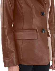 Blazer de Cuero, Estilo Elegante, Estructura Cómoda, Logotipo Personalizado, Ideal para Ropa de Oficina, Estilo Moderno y Atuendos Casuales para Mujer - Product Image 5