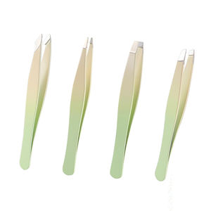 Pinzas para cejas con punta inclinada y puntiaguda para depilación, 4 Uds., producto de acero inoxidable con doble sombra, pinzas para cejas - Product Image 1