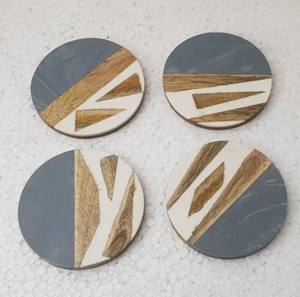 Posavasos con incrustaciones de fregona para el hogar con mejor diseño, posavasos con incrustaciones de madreperla, posavasos para bebidas de té con soporte, posavasos de resina y madera, Decoración de mesa - Product Image 2