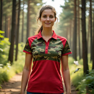 Polos de camouflage à séchage rapide vêtements de sport course à manches courtes col rabattu partout polos de sublimation dames - Product Image 6