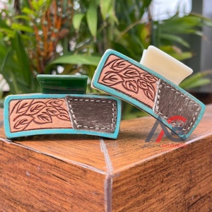 Rectangle Shape Hair Claw Clip Solid Color Tooled Leather Fashion Hair <b>Accessory</b> for Girls Party Styles Women's <b>Accessories</b> - Product Image 1