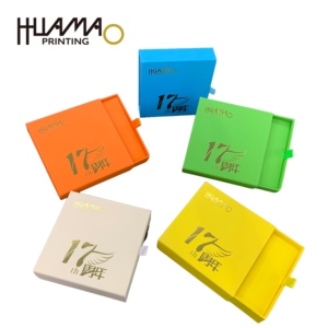 Boîtes à tiroirs bleues personnalisées Huamao OEM avec ruban, boîtes à tiroirs coulissantes en papier pour petits cadeaux et emballages artisanaux - Product Image 1