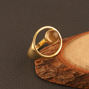 Nuevo anillo de cuarzo ahumado hecho a mano a la moda, Latón chapado en oro de lujo, piedras preciosas naturales, declaración ajustable, ropa de fiesta para bodas - Product Image 6