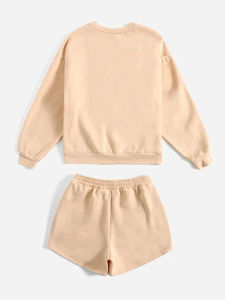 Nouveau short de sport à la mode costume femmes mode broderie pull pull deux pièces lâche décontracté femmes costume - Product Image 3