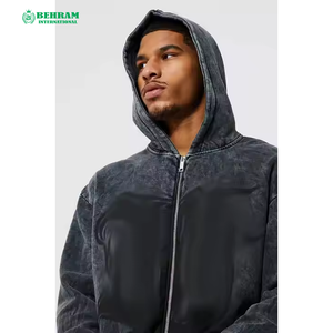 Sweat à capuche zippé personnalisé unisexe en polaire/tissu éponge français respirant, séchage rapide, délavé à l'acide, coupe oversize, grammage lourd - Product Image 5