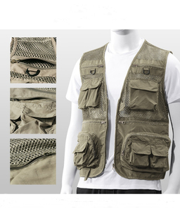 Gilet multi-poches pour hommes, gilet en maille à séchage rapide, veste de pêche en plein air, photographie sans manches - Product Image 4