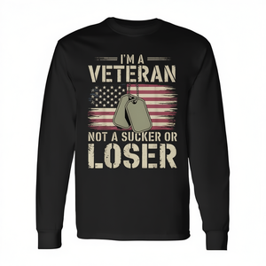 Camiseta de manga larga para veterano, diseño patriótico, soy un veterano, no un tonto ni un perdedor, cuello redondo unisex, talla para adultos - Product Image 2