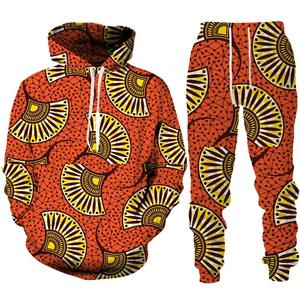Conjunto Deportivo de Invierno para Hombre y Mujer, Sudadera con Capucha + Pantalones, 2 Piezas, Estilo Étnico Dashiki, Informal, Sudadera con Estampado Africano en 3D - Product Image 3