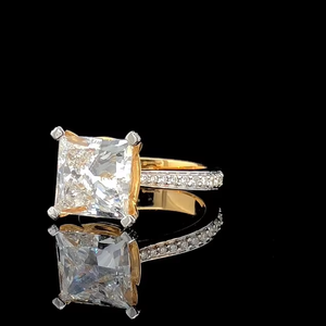 Bague de fiançailles en diamant de laboratoire certifié IGI de 3,20 carats, taille princesse, or massif 14 carats, bague pour femme - Product Image 3