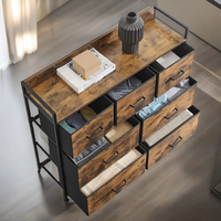 Armoire de rangement de style industriel avec 7 tiroirs en tissu pour commode de rangement de meubles de chambre à coucher avec dessus en MDF et cadre en acier